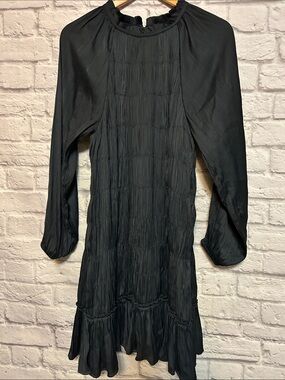 Maeve Anthropology Black Tasha Smocked Mini Dress size M